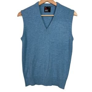 Vintage Robert Bruce Sweater Vest Mens Small Blue Golf Preppy USA 80s Union Made